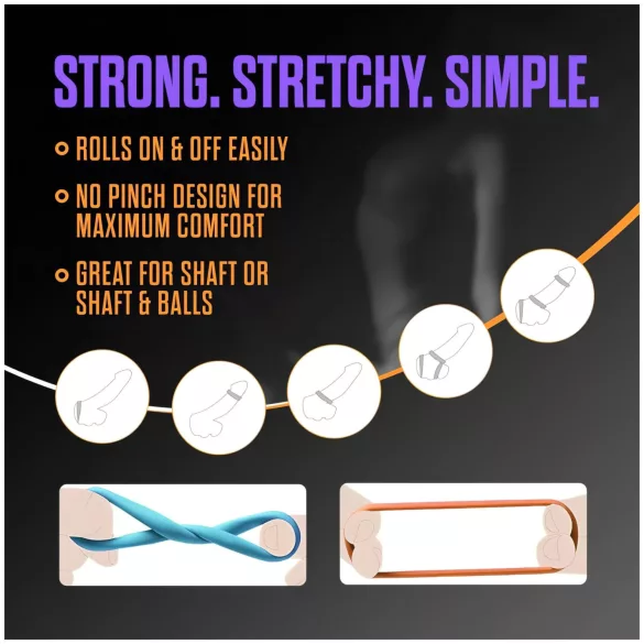 King of the Ring - sada erekčních kroužků na penis - barevné - 6 ks