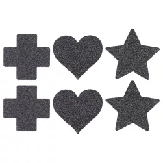 Le Désir - sada nálepek na bradavky - 3 páry - černé