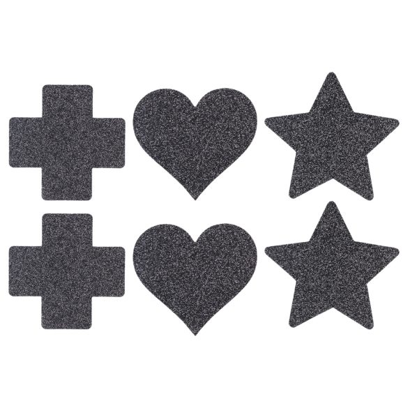 Le Désir - sada nálepek na bradavky - 3 páry - černé