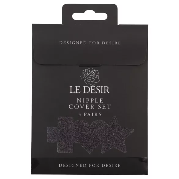 Le Désir - sada nálepek na bradavky - 3 páry - černé