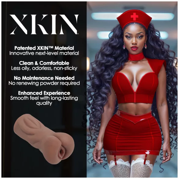 XKIN Naughty Nurse Riley - realistická umělá vagína masturbátor (tmavá přírodní)