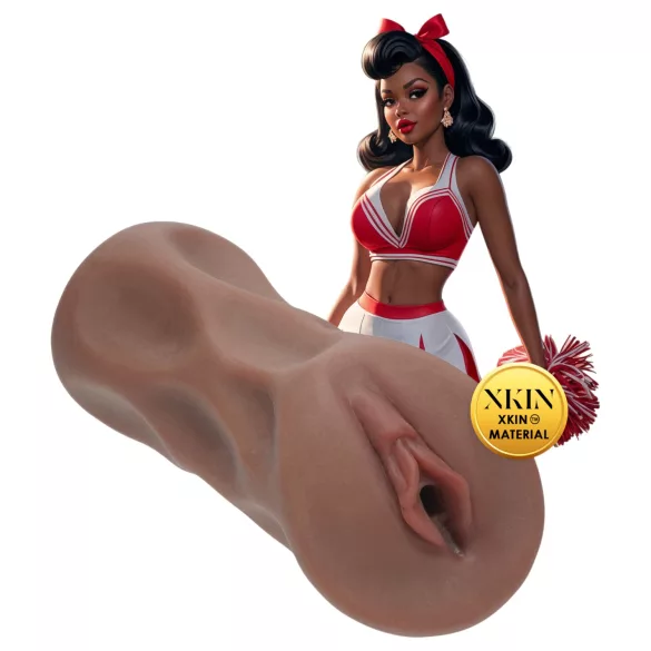 XKIN Cheerleader Cherry - realistická umělá vagína masturbátor (tmavý přírodní odstín)