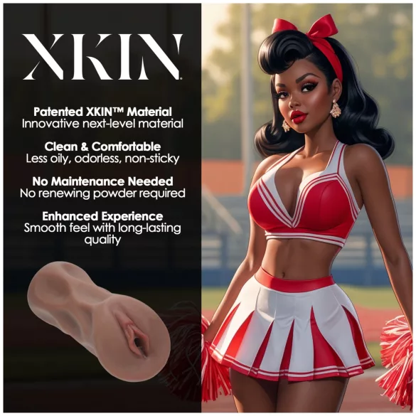 XKIN Cheerleader Cherry - realistická umělá vagína masturbátor (tmavý přírodní odstín)