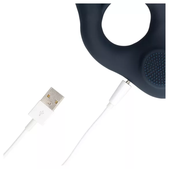 Loveline - vibrační erekční kroužek s klitorálním stimulátorem - šedý