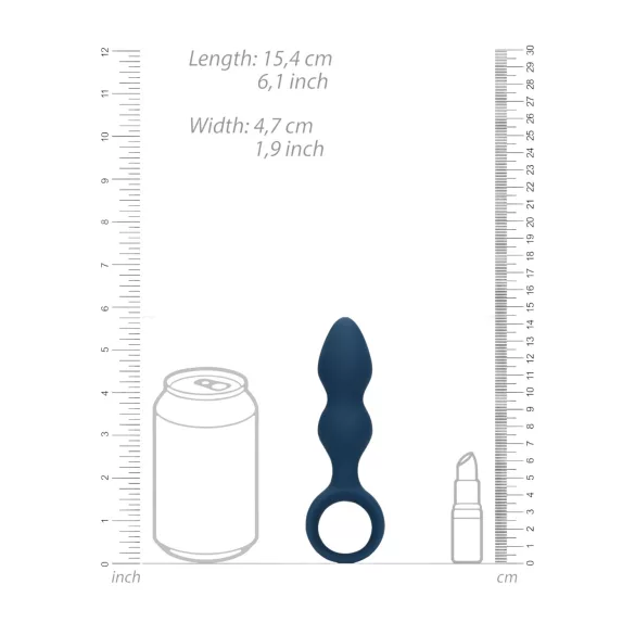 Loveline - anální dildo s kroužkem - střední - modré