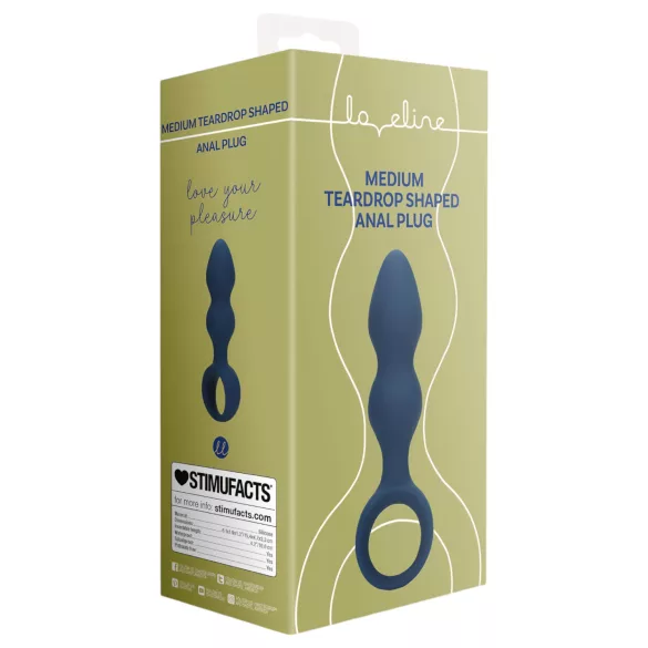 Loveline - anální dildo s kroužkem - střední - modré