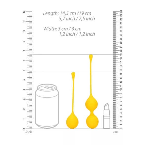 Loveline - sada venušiných kuliček - silikon - 2 kusy - žlutá
