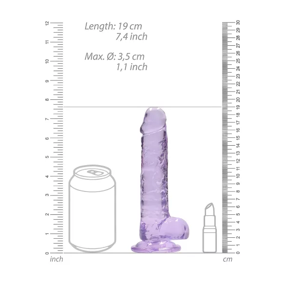 RealRock - realistické dildo - průhledné lila 17 cm