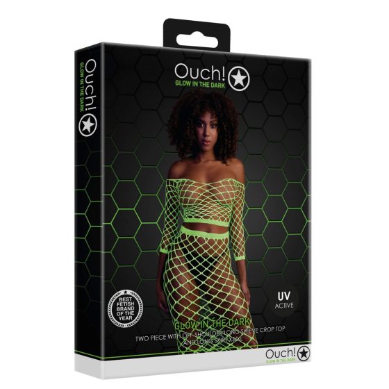 Ouch! - fluorescenční síťovaná sukně a top (neonově zelená)
