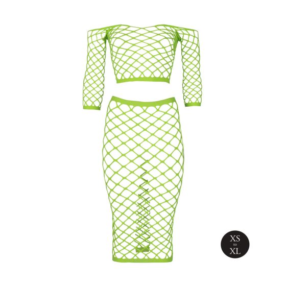 Ouch! - fluorescenční síťovaná sukně a top (neonově zelená)
