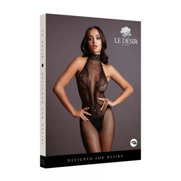 Le Désir - krajkový síťovaný overal (černý) - S-XL