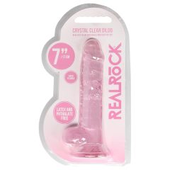 REALROCK - průsvitné realistické dildo - růžové (17cm)