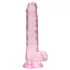 RealRock - realistické dildo - průhledné růžové - 17 cm