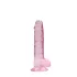 RealRock - realistické dildo - průhledné růžové - 17 cm