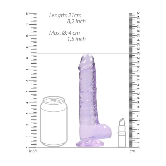 REALROCK - průsvitné realistické dildo - fialové (19cm)