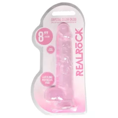   RealRock - realistické dildo - průhledné růžové - 19 cm