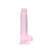 RealRock - realistické dildo - průhledné růžové - 19 cm