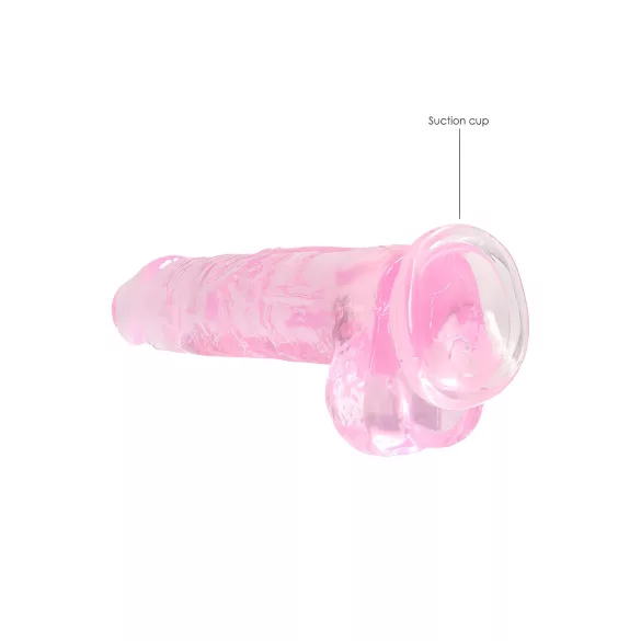 RealRock - realistické dildo - průhledné růžové - 19 cm