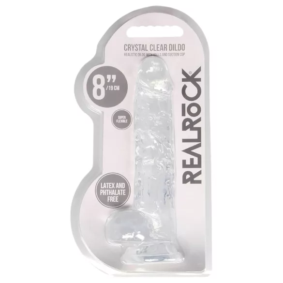 RealRock - realistický dildo - průhledné - 19 cm