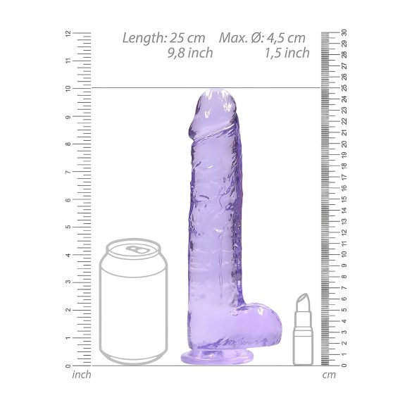 RealRock - realistické dildo - průhledné - fialové - 22 cm