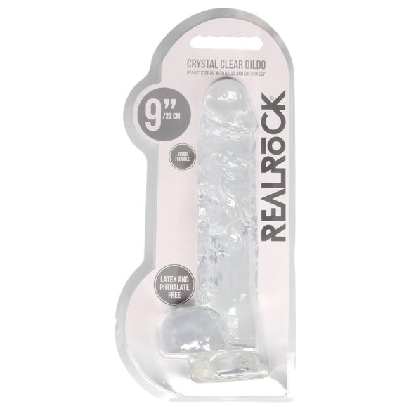 RealRock - realistické dildo - průhledné - 22 cm