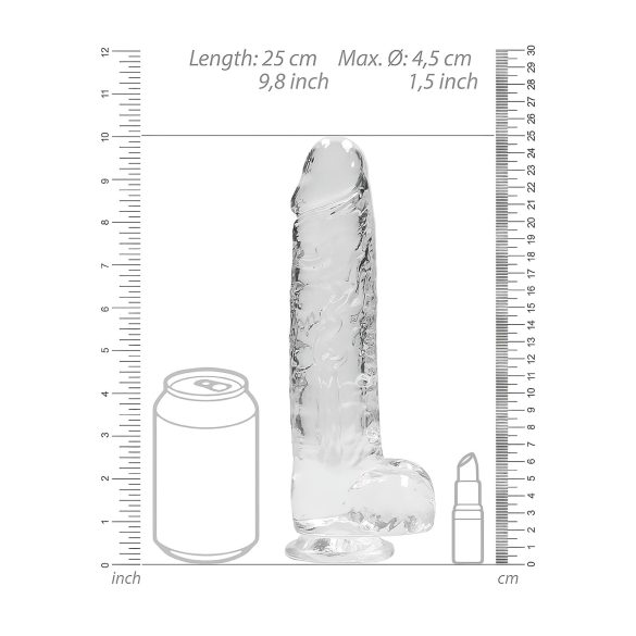 RealRock - realistické dildo - průhledné - 22 cm