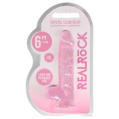   RealRock - realistické dildo - průhledné růžové - 15 cm