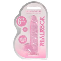REALROCK - průsvitné realistické dildo - růžové (15cm)