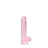 RealRock - realistické dildo - průhledné růžové - 15 cm