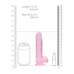 REALROCK - průsvitné realistické dildo - růžové (15cm)