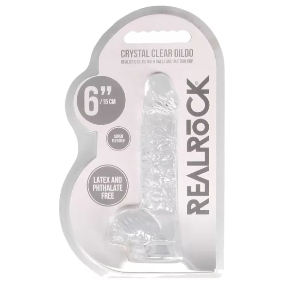 RealRock - realistické dildo - průhledné - 15 cm