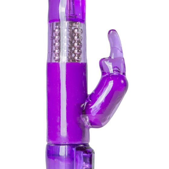 Easytoys Rabbit - rotující vibrátor s korálky a rotující rukojetí (fialový)