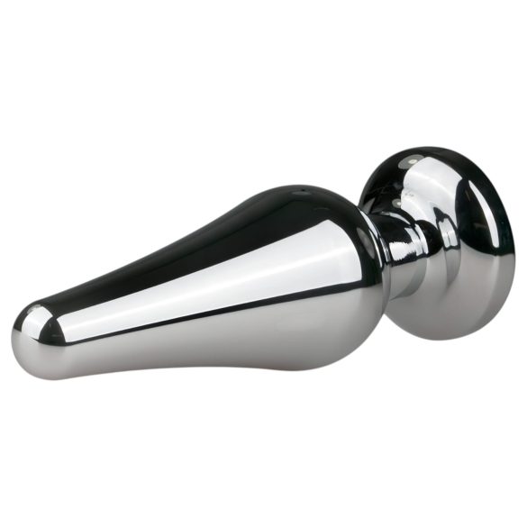 Easytoys - anální kolík s růžovým kamínkem - kovový, stříbrný, 3,5 cm