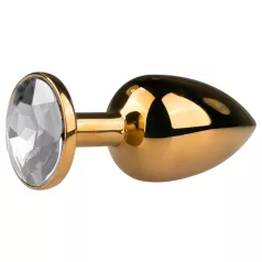   Easytoys Metal No.1 - anální kolík ve tvaru kužele se zirkonem - zlatý (2,5 cm)