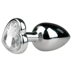   Easytoys - anální kolík srdíčkový kámen kovový stříbrný bílý