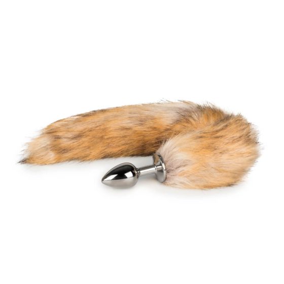 Easytoys Fox NO1 - kovové anální dildo s ocáskem lišky (stříbrno-červené)