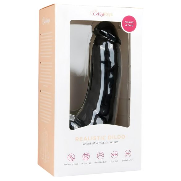 Easytoys - dildo s přísavkou a varlaty - černý 20 cm