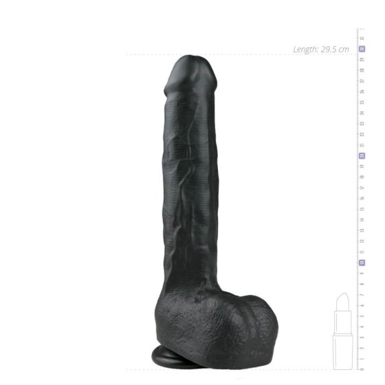 Easytoys - velké dildo s varlaty a přísavkou (29,5cm) - černé