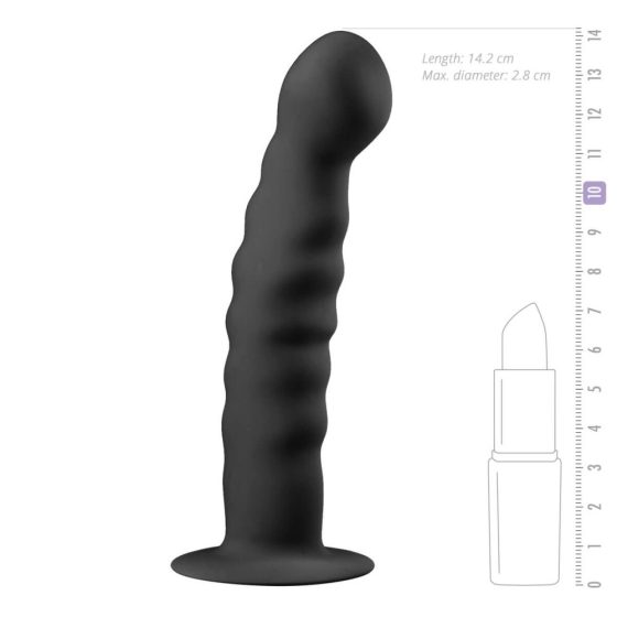 Easytoys Ribbed - anální dildo se svorkami (14 cm) - černé
