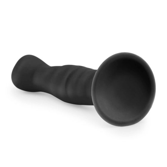 Easytoys Ribbed - anální dildo se svorkami (14 cm) - černé