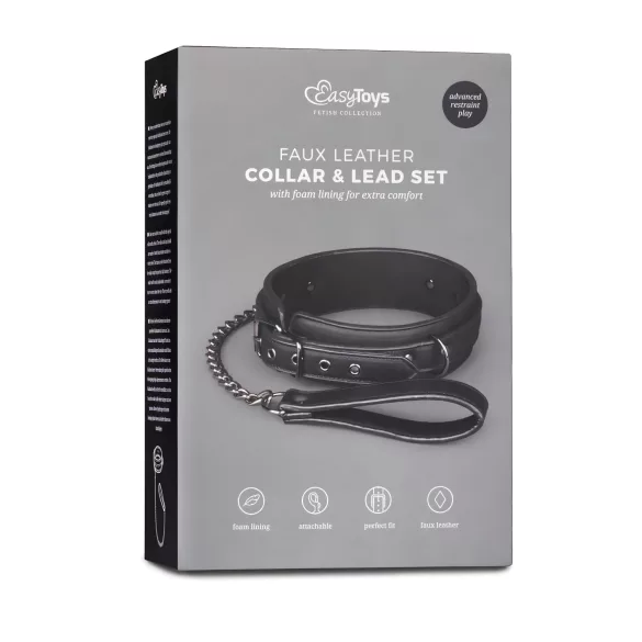 Easytoys - fetiš obojek a vodítko - černá