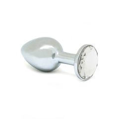   Rimba XS - kovový anální kolík s průhledným kamínkem (stříbrný)