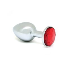 Rimba XS - červené kovové anální dildo (stříbrné)