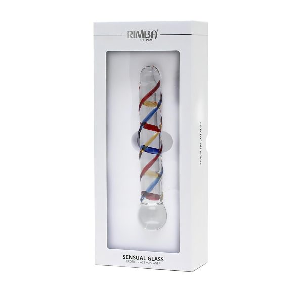 Rimba Rachella - dvojitý skleněný dildo - průhledný/barevný
