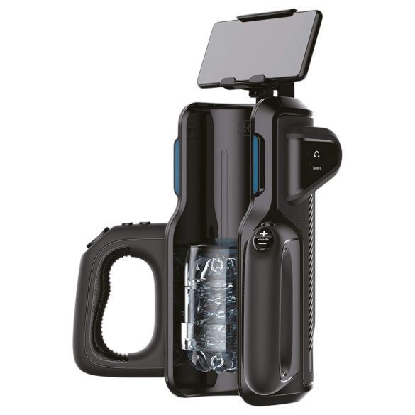 LETEN SM 500 - pohyblivý masturbátor s držákem na telefon (černý)