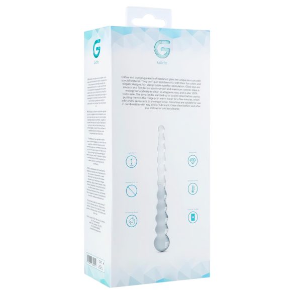 Gildo Glass No. 20 - skleněné dildo s perlami - čiré