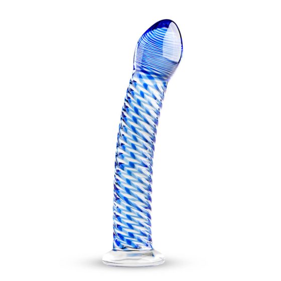 Gildo Glass No. 5 - spirálové skleněné dildo (průsvitné modré)