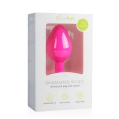   Easytoys - anální kolík s bílým kamenem - střední - růžový