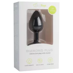   Easytoys - anální kolík s bílým kamenem - malý - černý