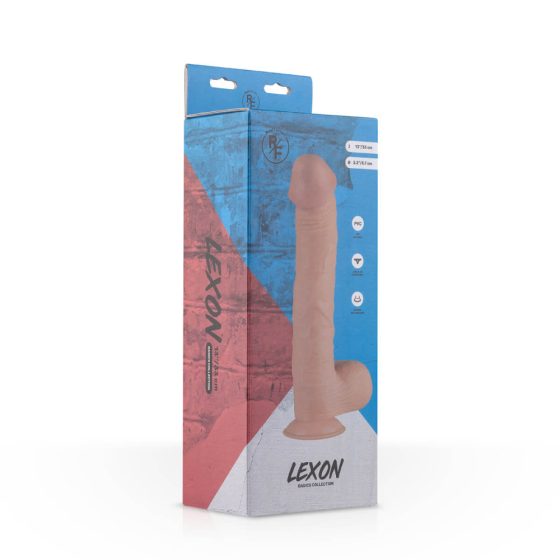 Real Fantasy Lexon - velké realistické dildo s varlaty a přísavkou (33cm) - tělová barva